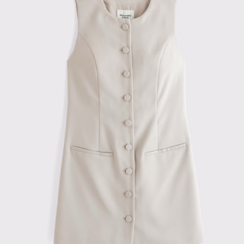 Abercrombie & Fitch Cream Button-Front Mini Dress